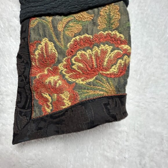 XIAO Womens Textured Black Patchwork Floral Jacket Small Toggle Button Art Wear - Picture 8 of 15